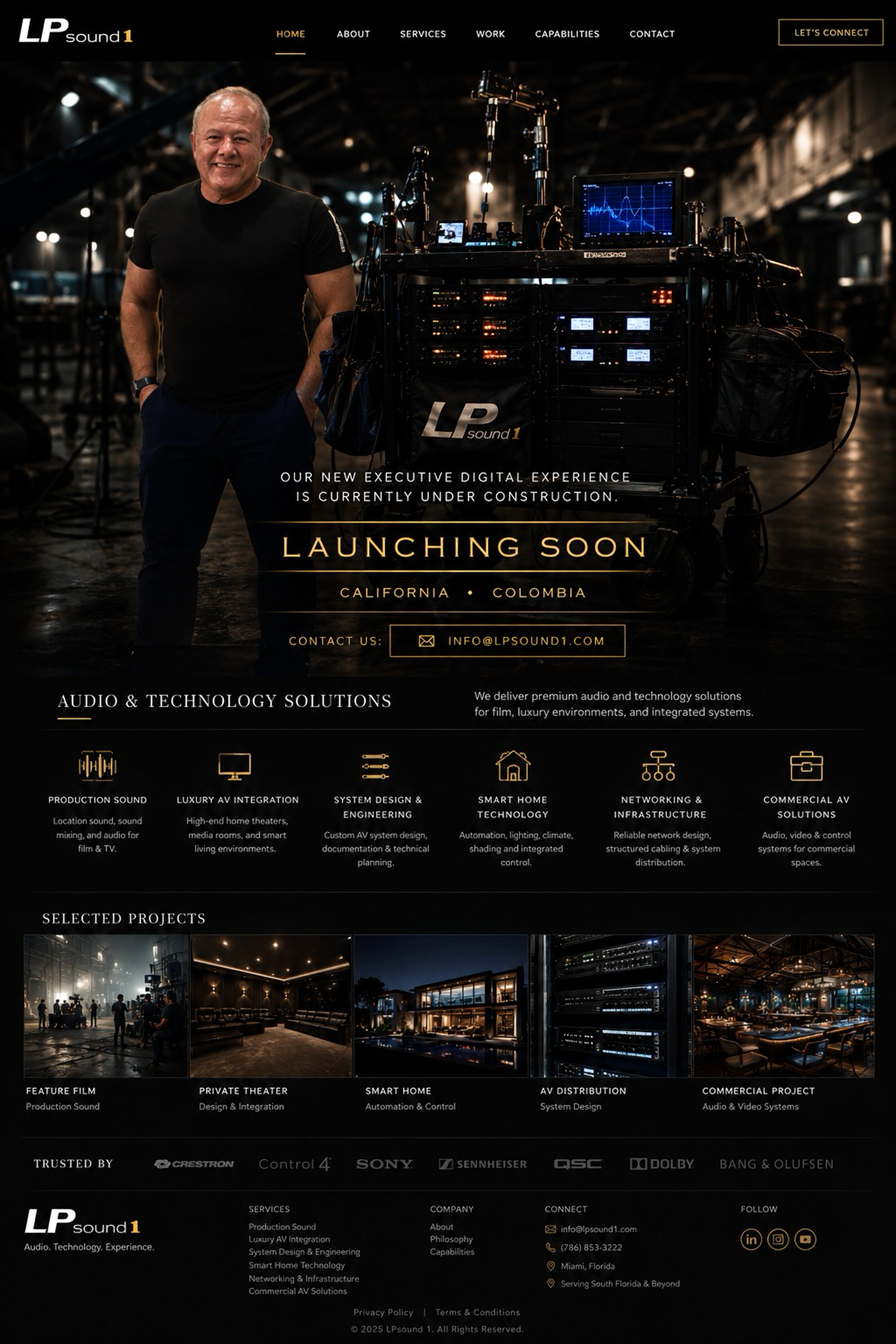 LPsound 1 launching soon homepage design with audio and technology solutions